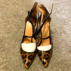 Leopard pint pointed patent heels size 6.5 Marco republic new